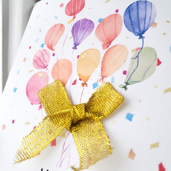 Balloon with 3D Gold Ribbon Card - Image 3