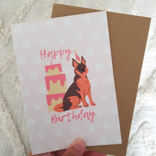 Cute Pink German Shepherd Birthday Card