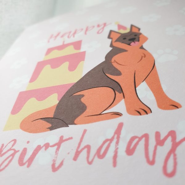 Cute Pink German Shepherd Birthday Card - Image 3