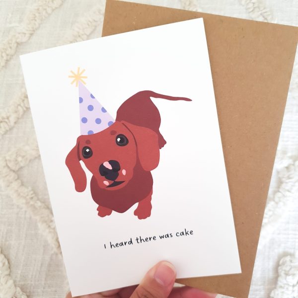 Custom Dachshund I Heard There Was Cake Birthday Card - Image 6