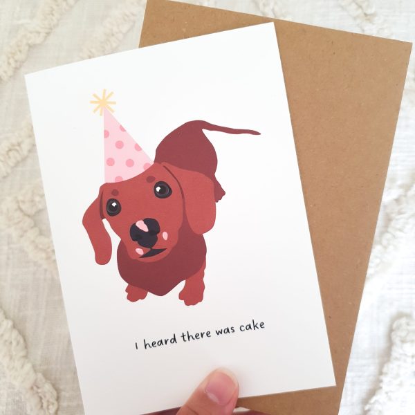 Custom Dachshund I Heard There Was Cake Birthday Card