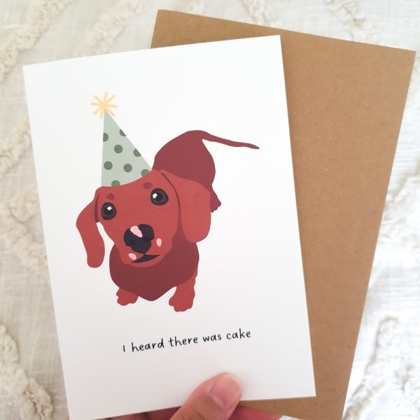 Custom Dachshund I Heard There Was Cake Birthday Card - Image 4